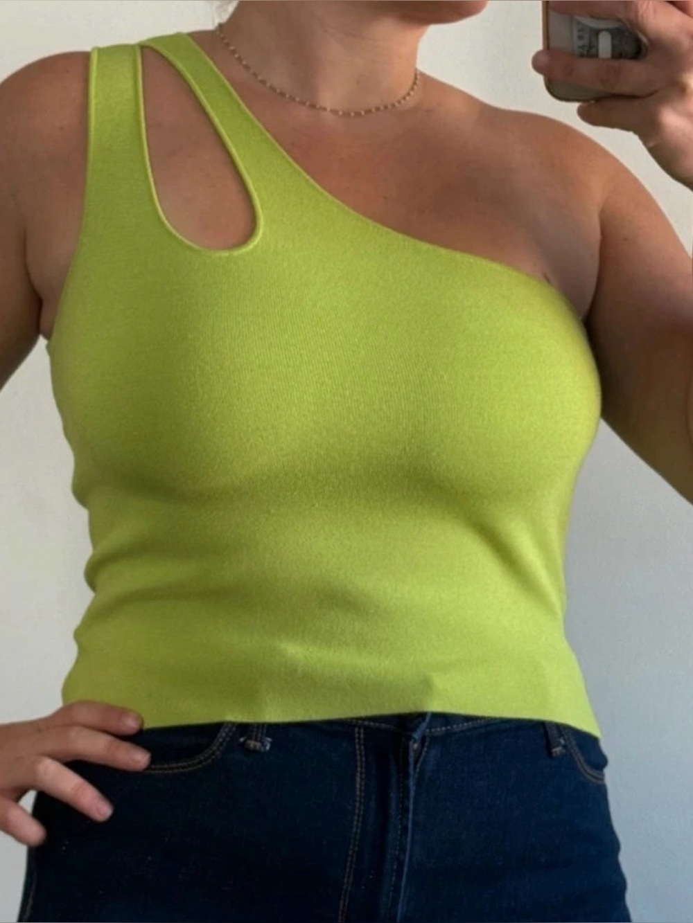Express One-Shoulder Cutout Tank Top